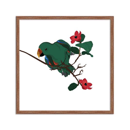 Quadro Decorativo Papagaio E Flores