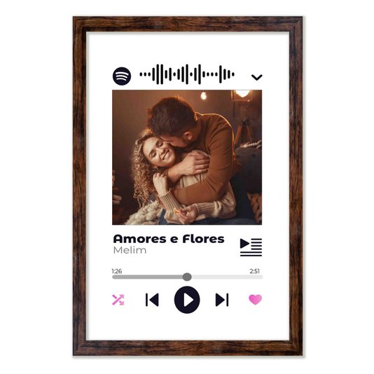 Quadro Decorativo Personalizado Interativo com Código QR do Spotify - Fundo Branco