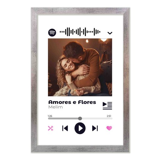 Quadro Decorativo Personalizado Interativo com Código QR do Spotify - Fundo Branco