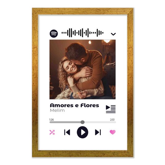 Quadro Decorativo Personalizado Interativo com Código QR do Spotify - Fundo Branco
