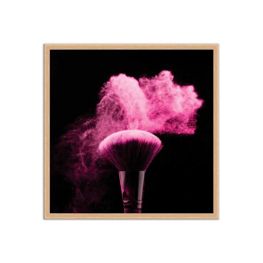 Quadro Decorativo Pincel Com Pó Rosa