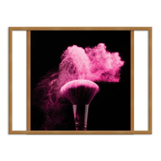 Quadro Decorativo Pincel Com Pó Rosa