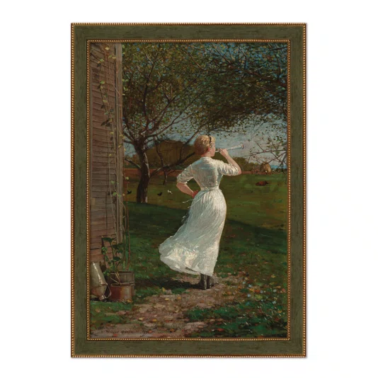 Quadro Decorativo Pintura The Dinner Horn Blowing The Horn At Seaside de Winslow Homer