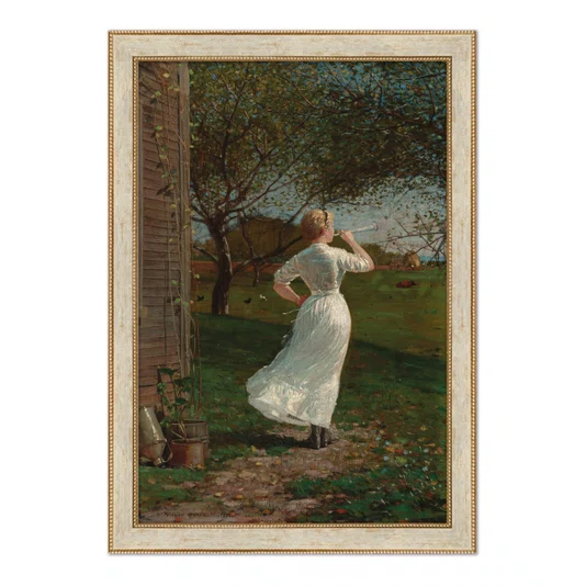 Quadro Decorativo Pintura The Dinner Horn Blowing The Horn At Seaside de Winslow Homer