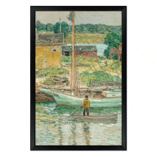 Quadro Decorativo Pintura Embarcação de Ostras, Cos Cob de Childe Hassam