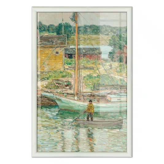 Quadro Decorativo Pintura Embarcação de Ostras, Cos Cob de Childe Hassam