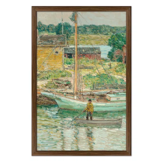 Quadro Decorativo Pintura Embarcação de Ostras, Cos Cob de Childe Hassam