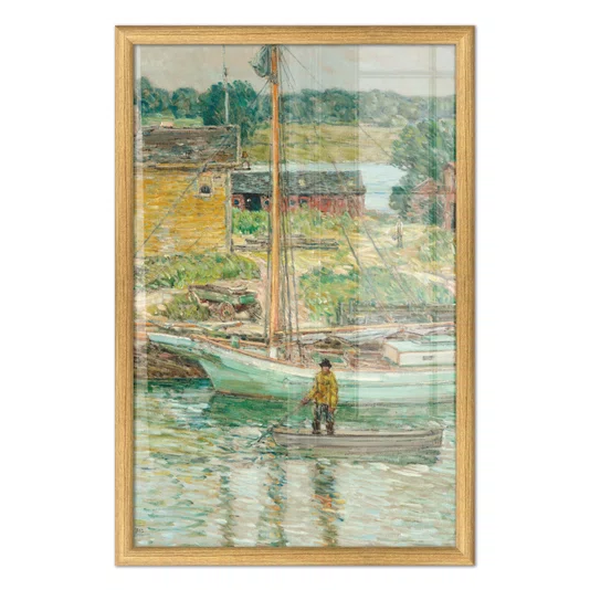 Quadro Decorativo Pintura Embarcação de Ostras, Cos Cob de Childe Hassam