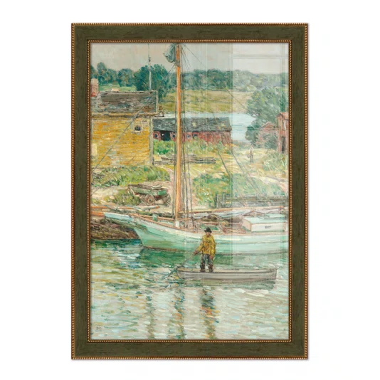 Quadro Decorativo Pintura Embarcação de Ostras, Cos Cob de Childe Hassam
