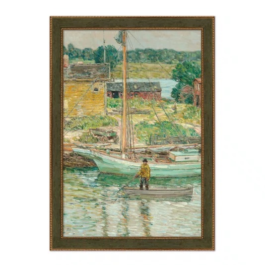 Quadro Decorativo Pintura Embarcação de Ostras, Cos Cob de Childe Hassam