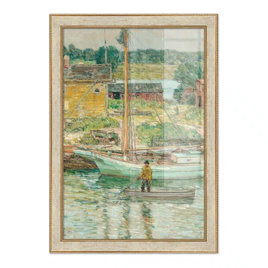 Quadro Decorativo Pintura Embarcação de Ostras, Cos Cob de Childe Hassam