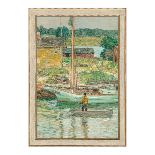 Quadro Decorativo Pintura Embarcação de Ostras, Cos Cob de Childe Hassam