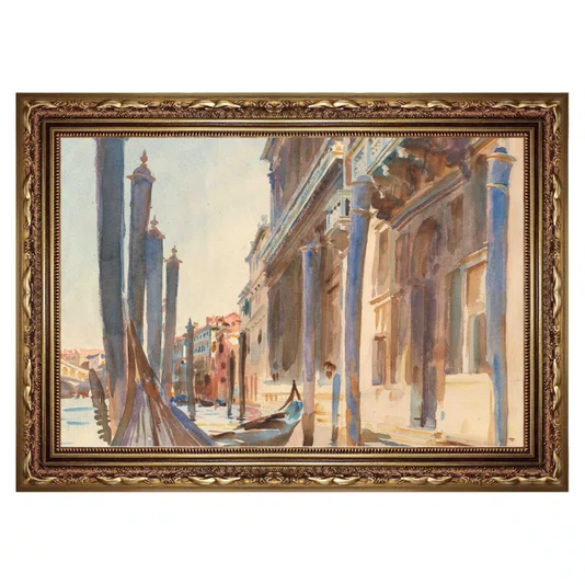 Quadro Decorativo Pintura Gôndolas Ancoradas no Grande Canal por John Singer Sargen