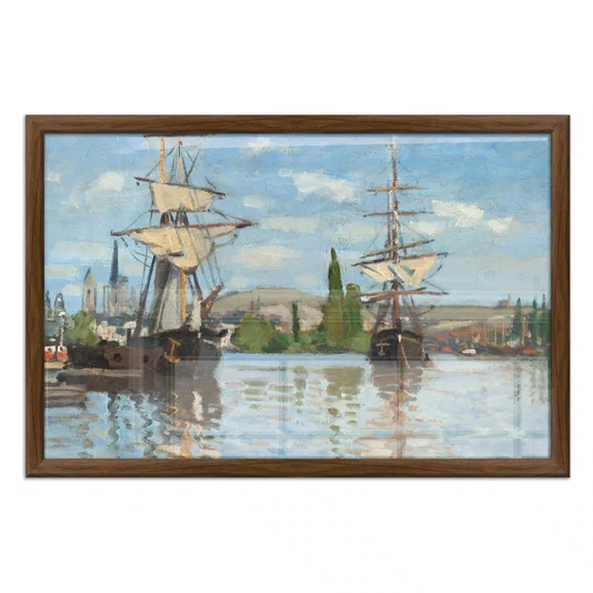 Quadro Decorativo Pintura "Barcos no Sena em Ruão" de Claude Monet