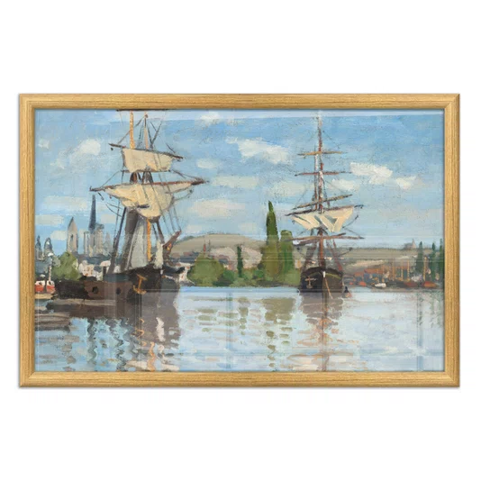 Quadro Decorativo Pintura "Barcos no Sena em Ruão" de Claude Monet