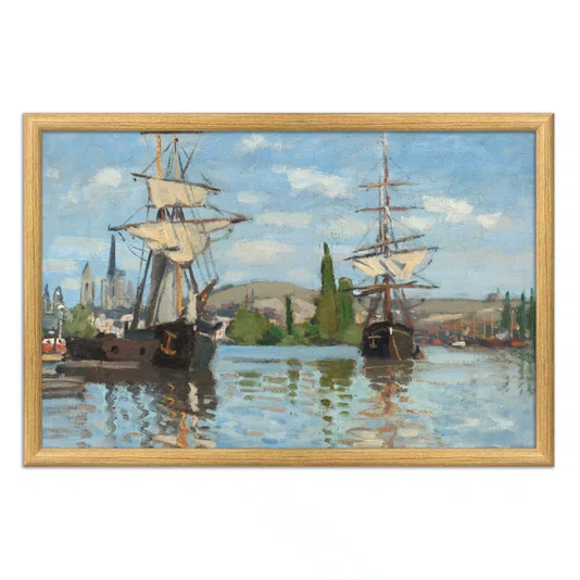 Quadro Decorativo Pintura "Barcos no Sena em Ruão" de Claude Monet