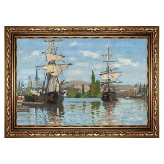 Quadro Decorativo Pintura "Barcos no Sena em Ruão" de Claude Monet