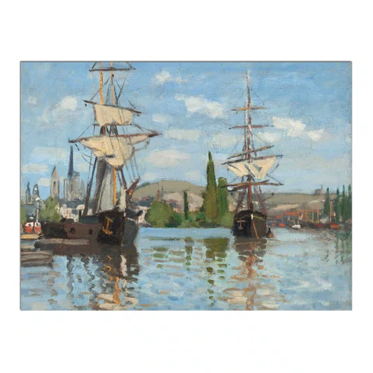 Quadro Decorativo Pintura "Barcos no Sena em Ruão" de Claude Monet