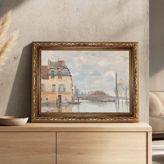 Quadro Decorativo Pintura "Inundação em Port-Marly" de Alfred Sisley