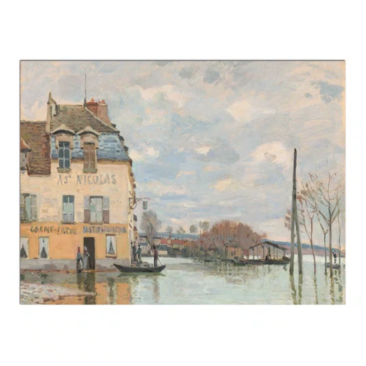 Quadro Decorativo Pintura "Inundação em Port-Marly" de Alfred Sisley