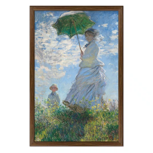 Quadro Decorativo Pintura "Mulher Com um Guarda-Sol – Madame Monet e seu Filho" de Claude Monet