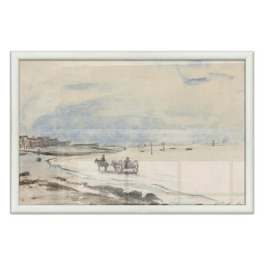 Quadro Decorativo Pintura "Carrinho na Praia de Etretat" de Johan Barthold Jongkind