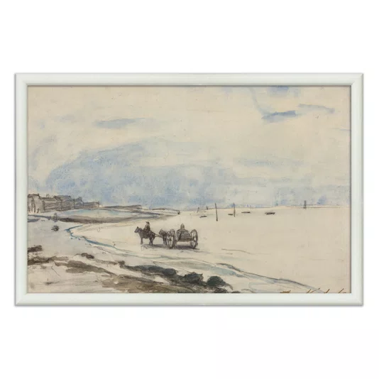 Quadro Decorativo Pintura "Carrinho na Praia de Etretat" de Johan Barthold Jongkind