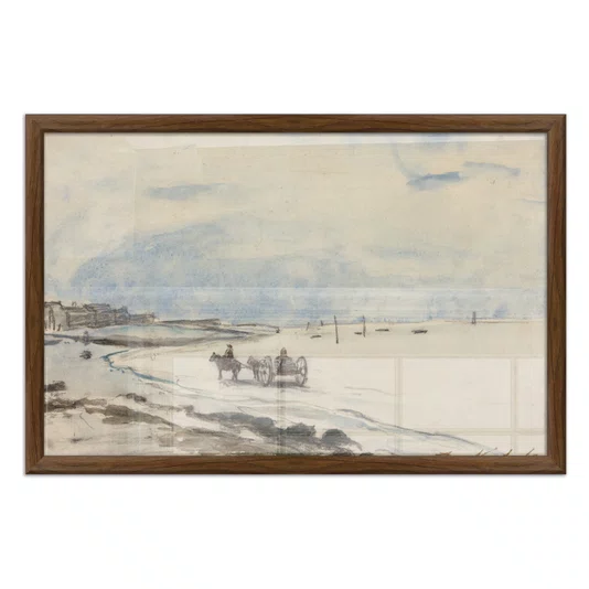 Quadro Decorativo Pintura "Carrinho na Praia de Etretat" de Johan Barthold Jongkind
