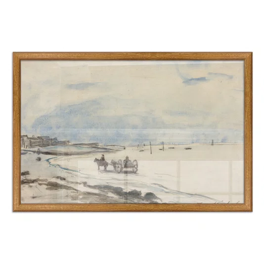 Quadro Decorativo Pintura "Carrinho na Praia de Etretat" de Johan Barthold Jongkind