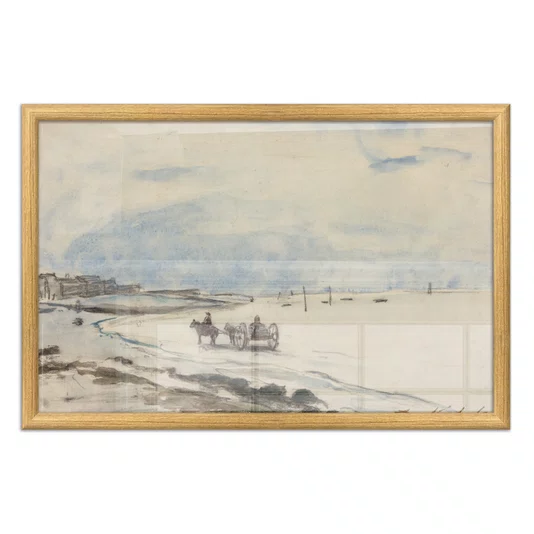 Quadro Decorativo Pintura "Carrinho na Praia de Etretat" de Johan Barthold Jongkind