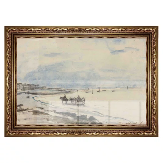 Quadro Decorativo Pintura "Carrinho na Praia de Etretat" de Johan Barthold Jongkind