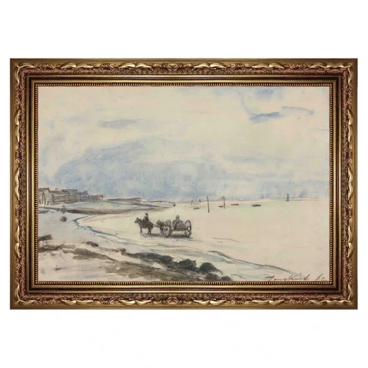 Quadro Decorativo Pintura "Carrinho na Praia de Etretat" de Johan Barthold Jongkind