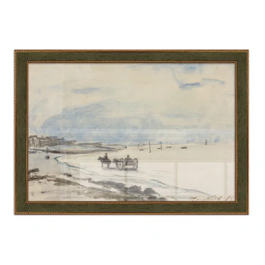 Quadro Decorativo Pintura "Carrinho na Praia de Etretat" de Johan Barthold Jongkind