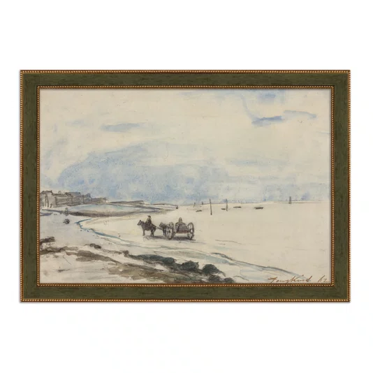 Quadro Decorativo Pintura "Carrinho na Praia de Etretat" de Johan Barthold Jongkind