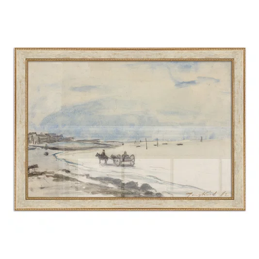 Quadro Decorativo Pintura "Carrinho na Praia de Etretat" de Johan Barthold Jongkind