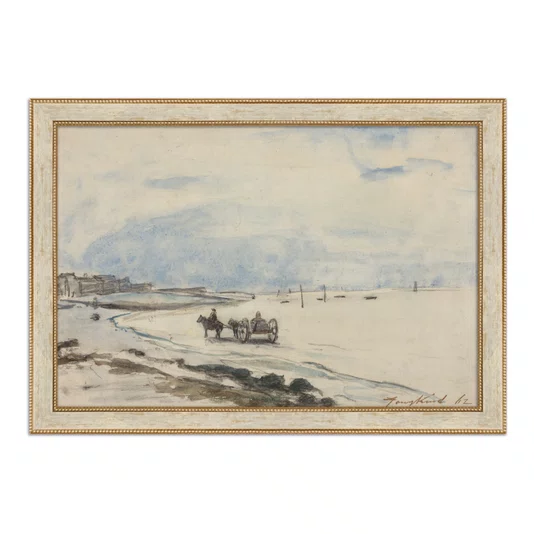 Quadro Decorativo Pintura "Carrinho na Praia de Etretat" de Johan Barthold Jongkind
