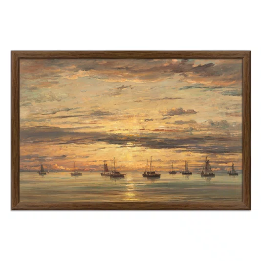 Quadro Decorativo Pintura "Pôr do sol em Scheveningen" de Hendrik Willem Mesdag