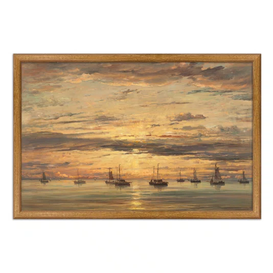 Quadro Decorativo Pintura "Pôr do sol em Scheveningen" de Hendrik Willem Mesdag
