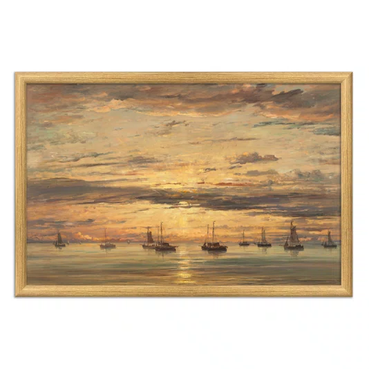 Quadro Decorativo Pintura "Pôr do sol em Scheveningen" de Hendrik Willem Mesdag