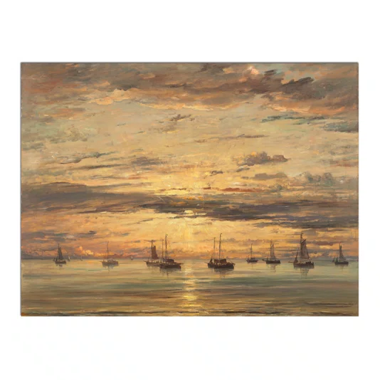 Quadro Decorativo Pintura "Pôr do sol em Scheveningen" de Hendrik Willem Mesdag