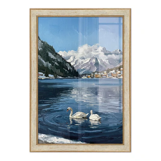Quadro Decorativo Pintura Lago Alpino