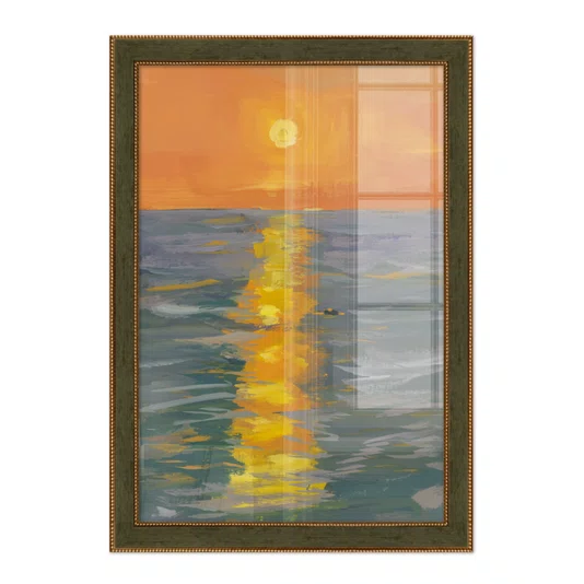 Quadro Decorativo Pintura Pôr do Sol no Mar Estilo Modern Heritage