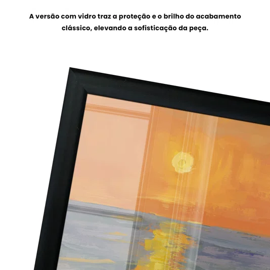 Quadro Decorativo Pintura Pôr do Sol no Mar Estilo Modern Heritage