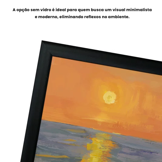 Quadro Decorativo Pintura Pôr do Sol no Mar Estilo Modern Heritage