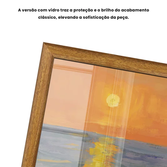 Quadro Decorativo Pintura Pôr do Sol no Mar Estilo Modern Heritage
