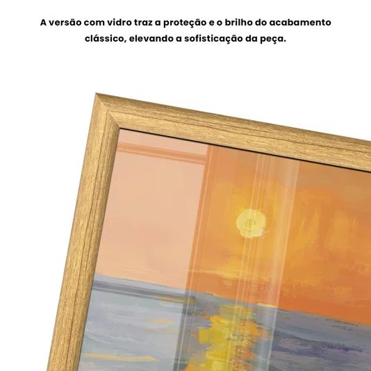 Quadro Decorativo Pintura Pôr do Sol no Mar Estilo Modern Heritage