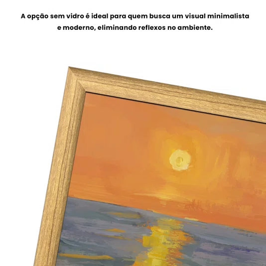 Quadro Decorativo Pintura Pôr do Sol no Mar Estilo Modern Heritage