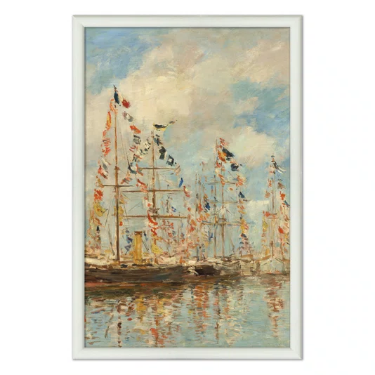 Quadro Decorativo Pintura "Porto de Iates de Trouville-Deauville" de Eugène Boudin