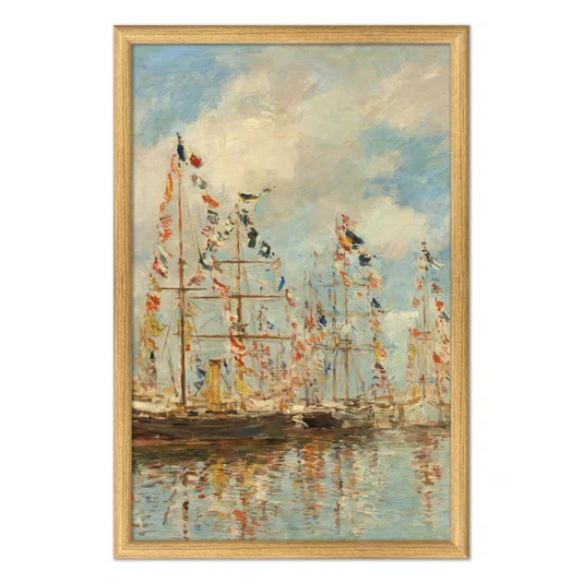 Quadro Decorativo Pintura "Porto de Iates de Trouville-Deauville" de Eugène Boudin