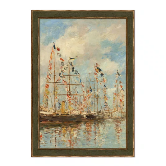 Quadro Decorativo Pintura "Porto de Iates de Trouville-Deauville" de Eugène Boudin